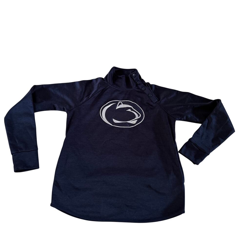 Penn State Embroidered Lions Logo Mock Neck Pullover S Snap Button Tailgate